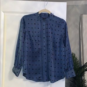 Blue and black dress shirt Ann Taylor petites